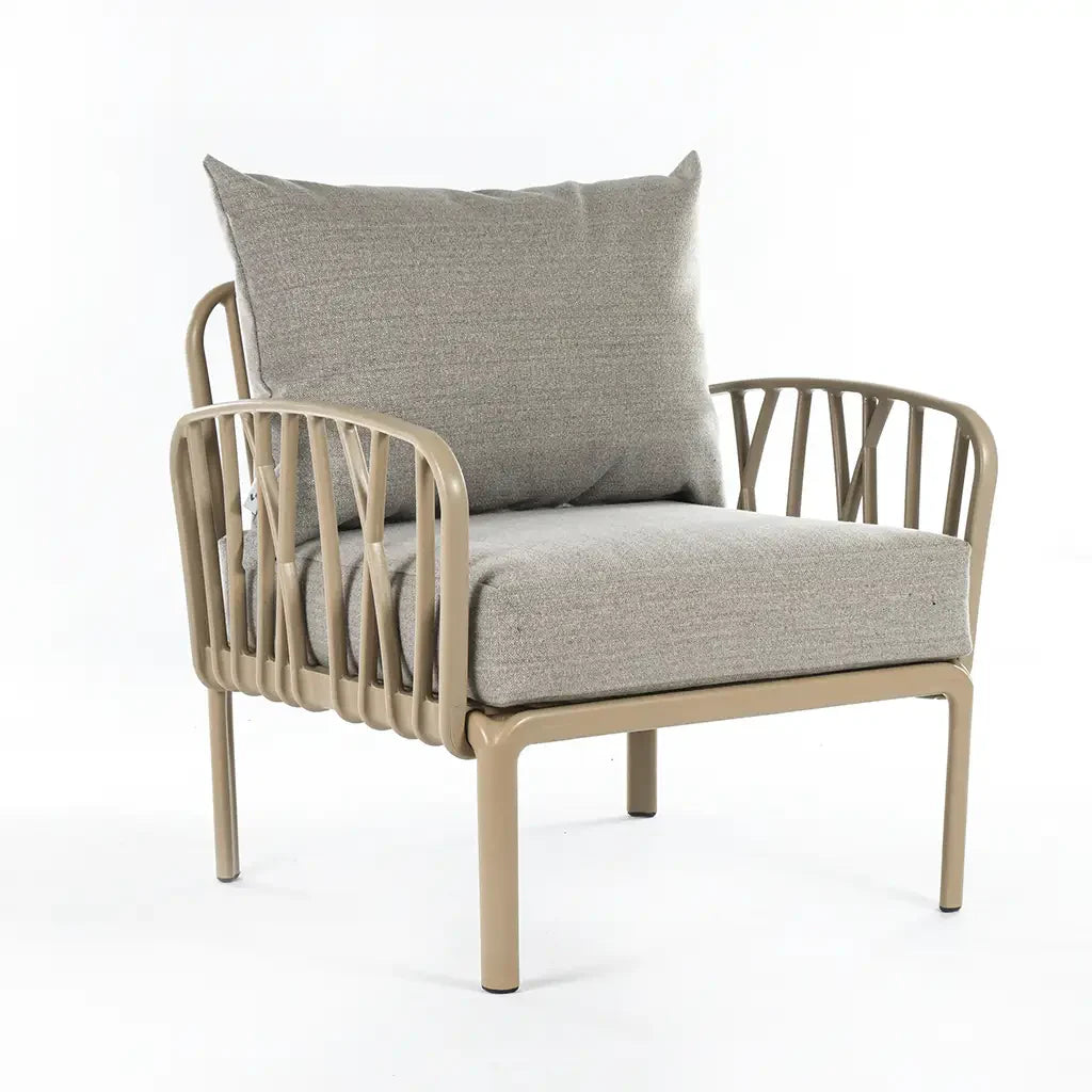 grey cushions, Beige Furniture Traverse Chair โ Stylish & durable outdoor seating