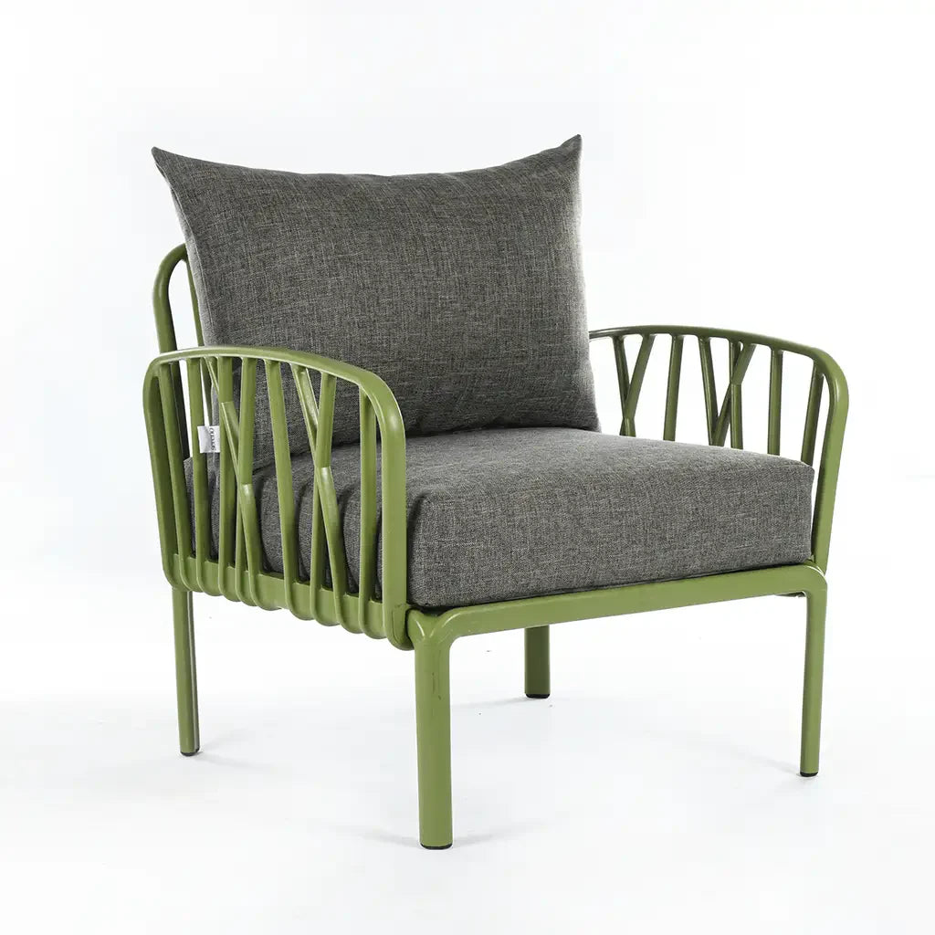 Dark grey Cushions, Lime green Furniture Traverse Chair โ Stylish & durable outdoor seating