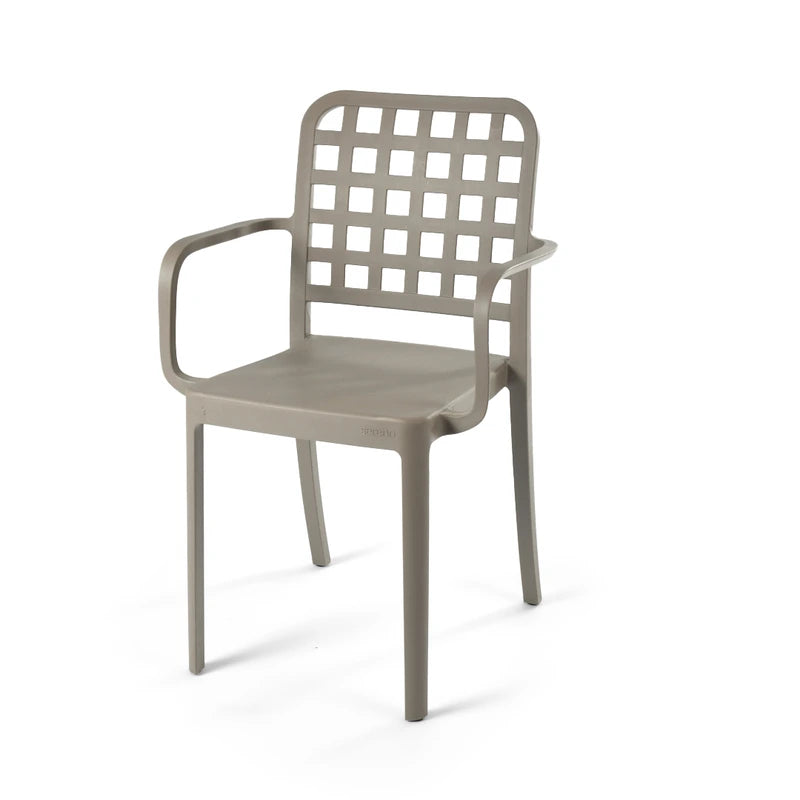 Beige Flexi-Square Armchair for Outdoor Furniture – Comfortable plastic chair designed for garden and patio seating