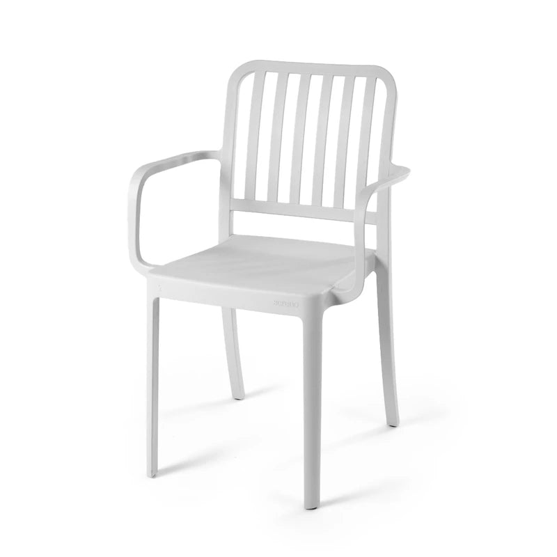 White Flexi-V Armchair for Outdoor Furniture – Stylish and practical plastic chair with armrests for outdoor spaces