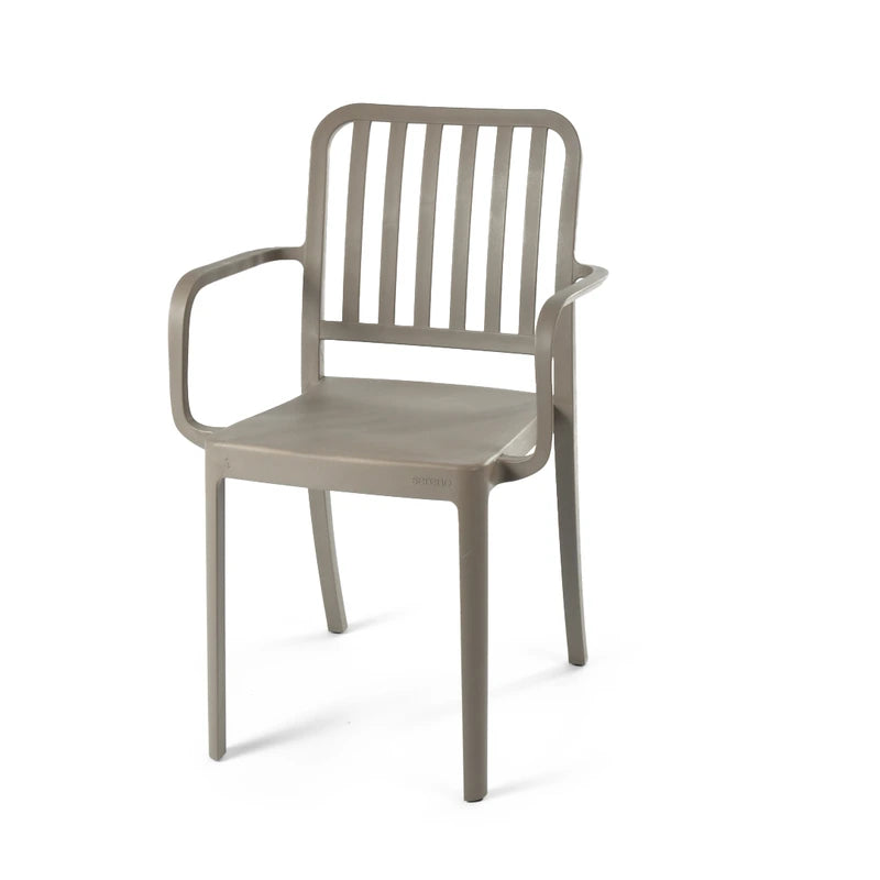 Dark Beige Flexi-V Armchair for Outdoor Furniture – Stylish and practical plastic chair with armrests for outdoor spaces