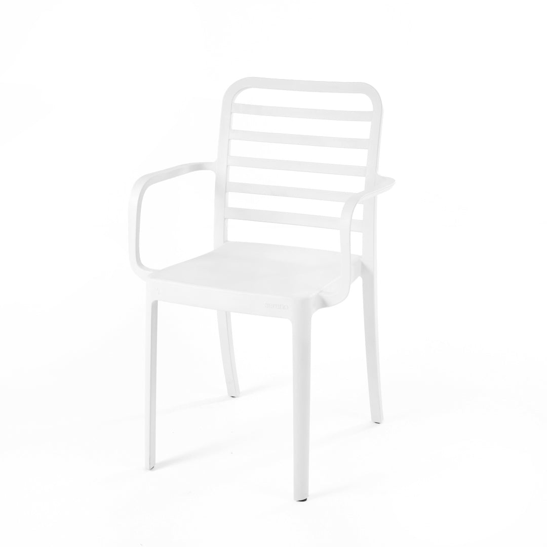 White Flexi-H Armchair for Outdoor Furniture – Comfortable and practical plastic chair for patios and outdoor area