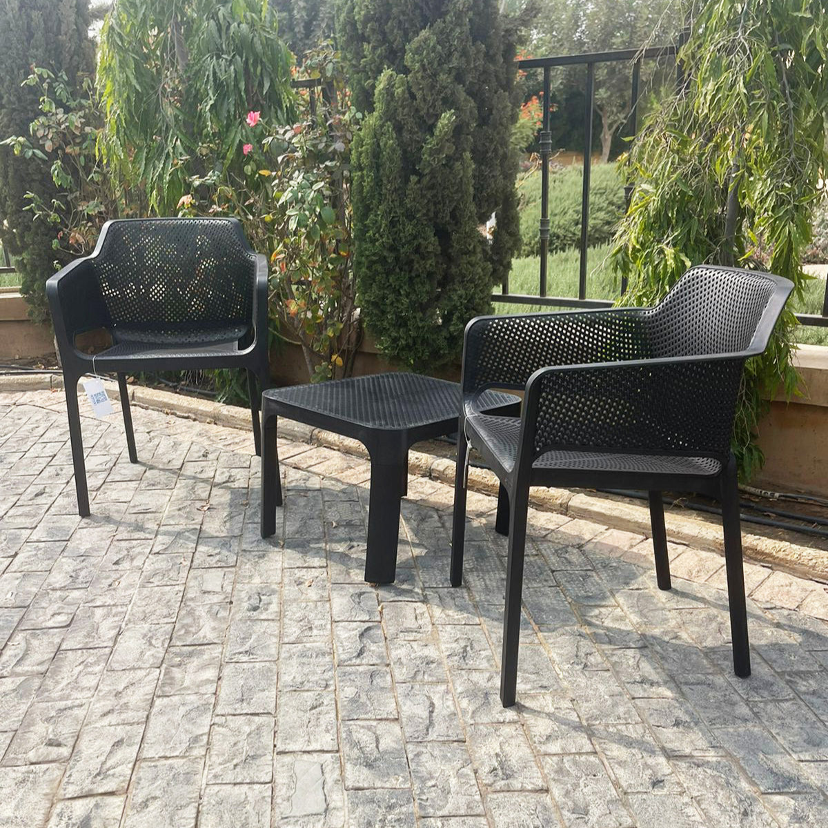 Black Dot Side Table for Outdoor Sets โ Stylish side table for outdoor spaces