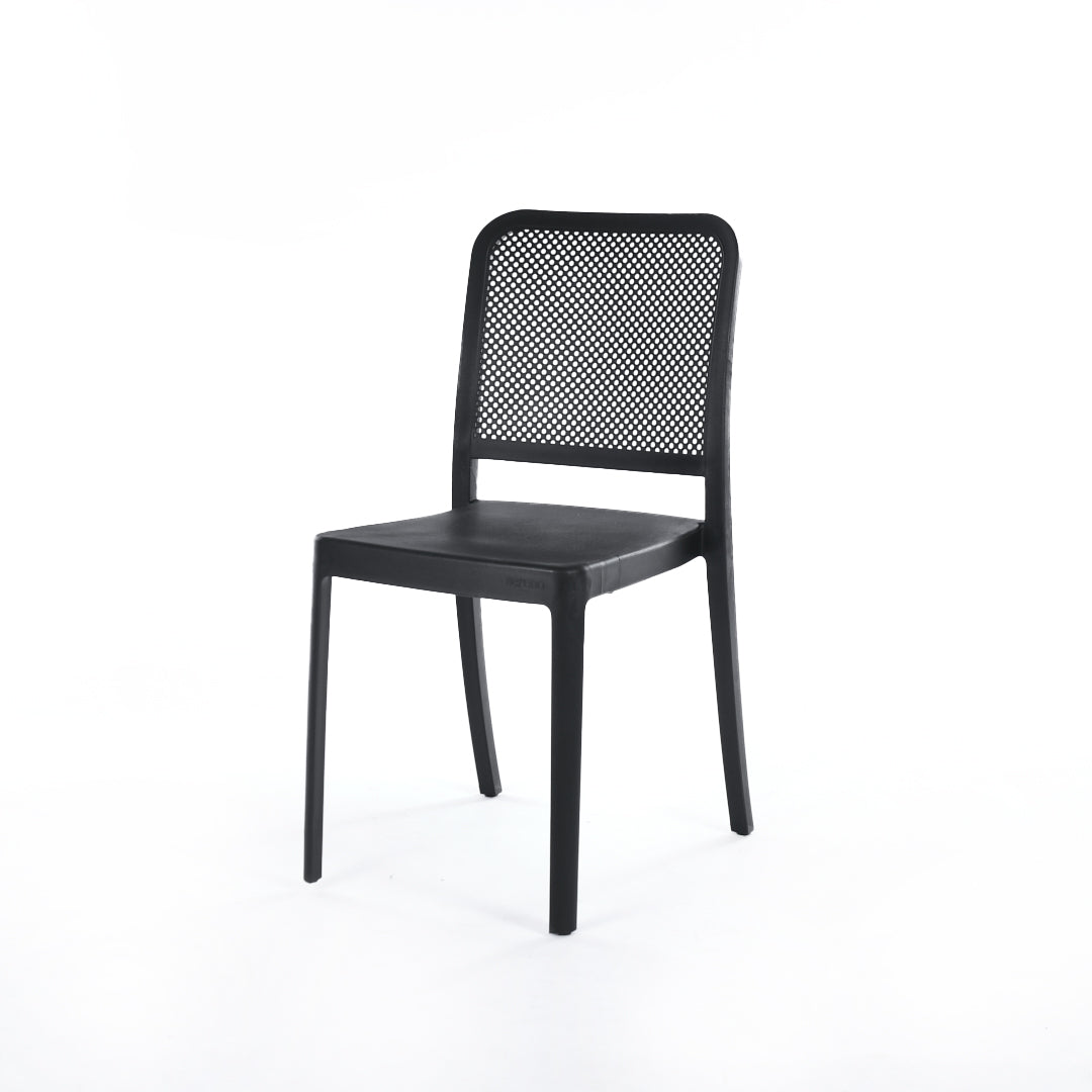 Black Flexi-Dot Chair for Outdoor Furniture โ Elegant and functional plastic chair for garden seating
