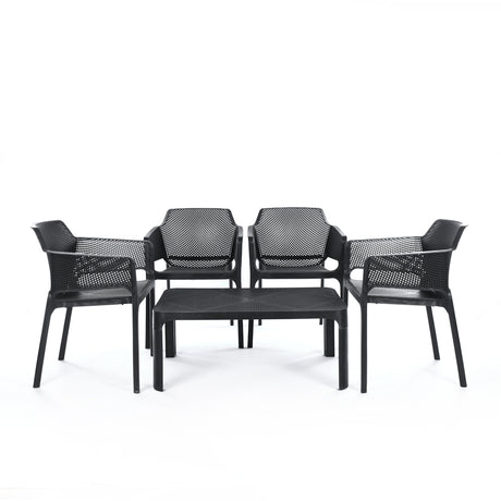Black Dot Set 1 (4 Dot Chairs + 1 Dot Coffee Table) for Outdoor Furniture – Practical and modern outdoor set for patios and gardens