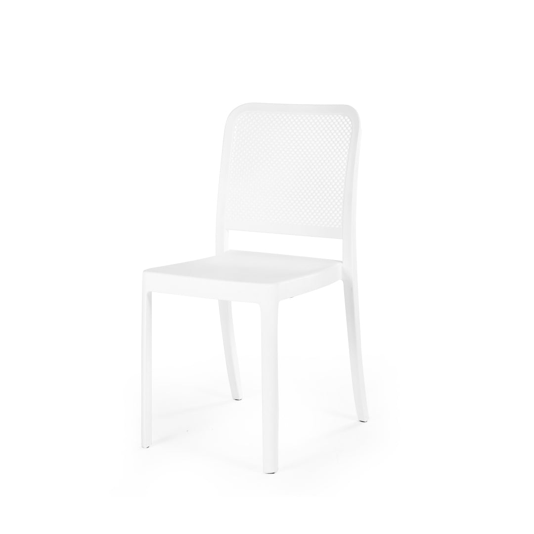 White Flexi-Dot Chair for Outdoor Furniture โ Elegant and functional plastic chair for garden seating