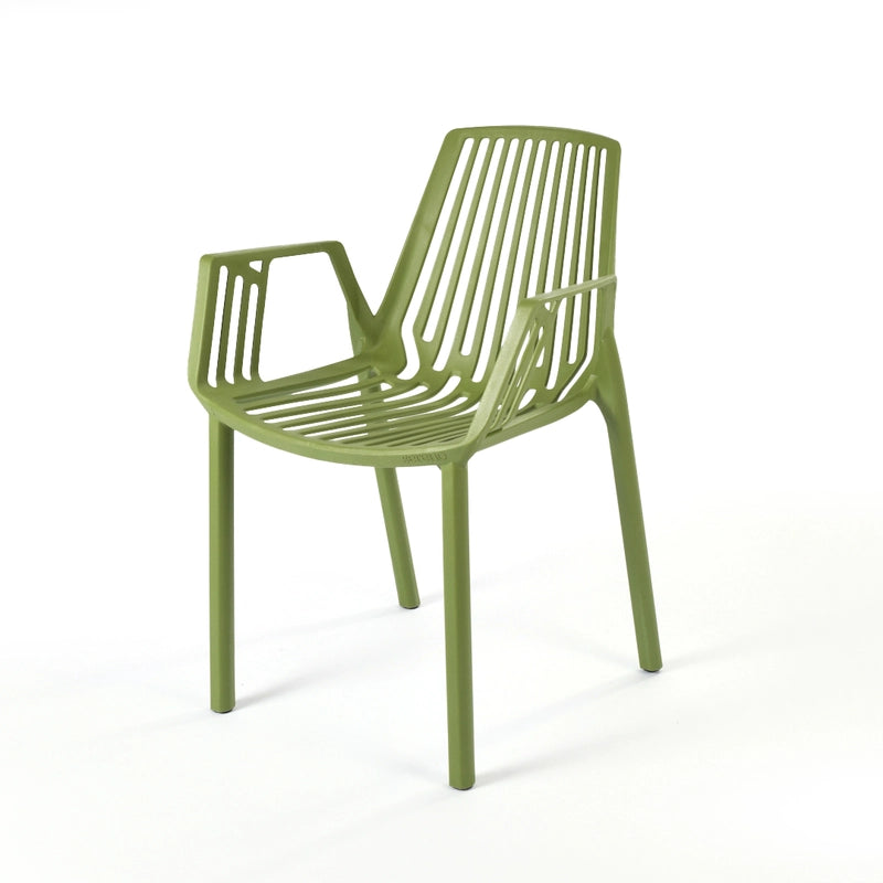 Olive Green Line Chair for Outdoor Furniture – Comfortable plastic chair designed for patios and gardens