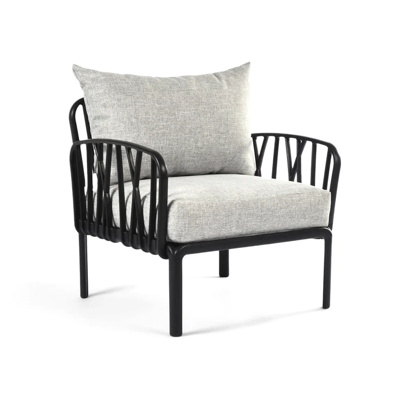 grey cushions, Black Furniture Traverse Chair โ Stylish & durable outdoor seating