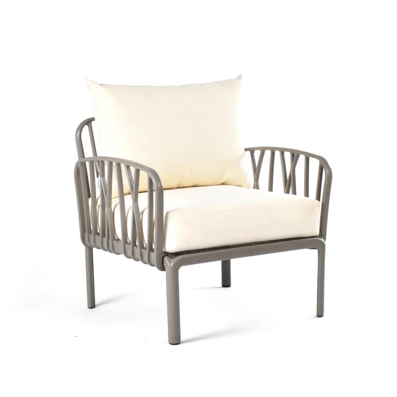 off white cushions, Dark grey Furniture Traverse Chair โ Stylish & durable outdoor seating