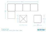 Traverse Set (4 Seaters Sofa With Pouf, Table and Arm Chair ) - Dimensions