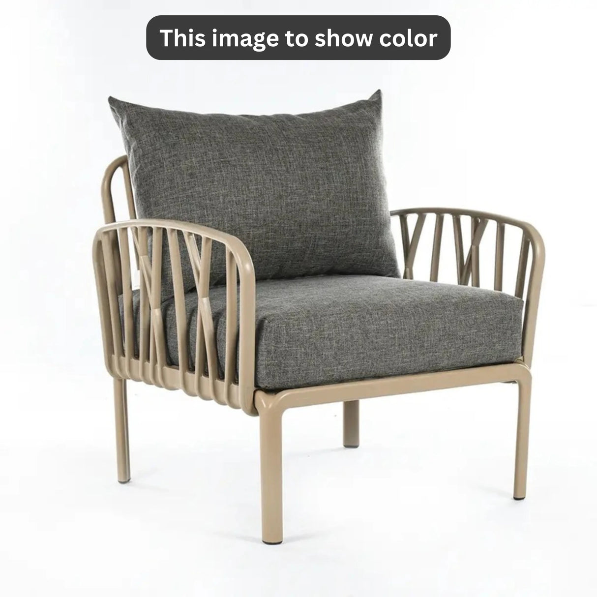 Dark Grey Cushions, Beige Furniture Traverse Chair – Stylish & durable outdoor seating