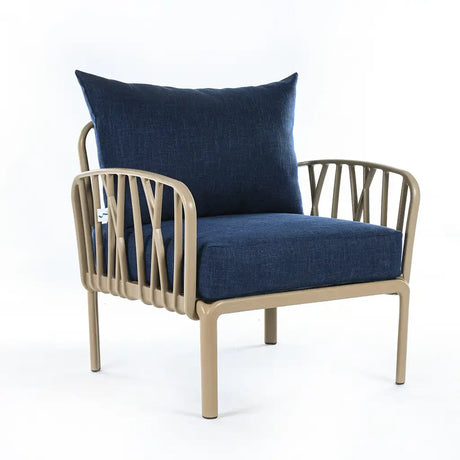 Blue cushions, Beige Furniture Traverse Chair – Stylish & durable outdoor seating