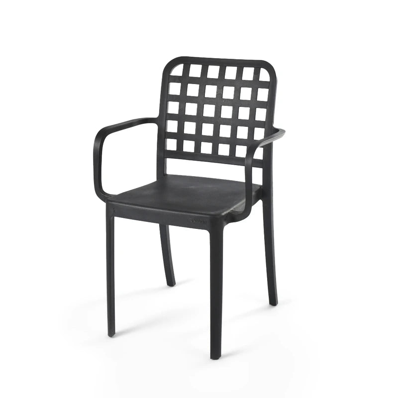 Black Flexi-Square Armchair for Outdoor Furniture – Comfortable plastic chair designed for garden and patio seating