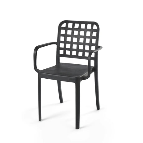 Black Flexi-Square Armchair for Outdoor Furniture – Comfortable plastic chair designed for garden and patio seating