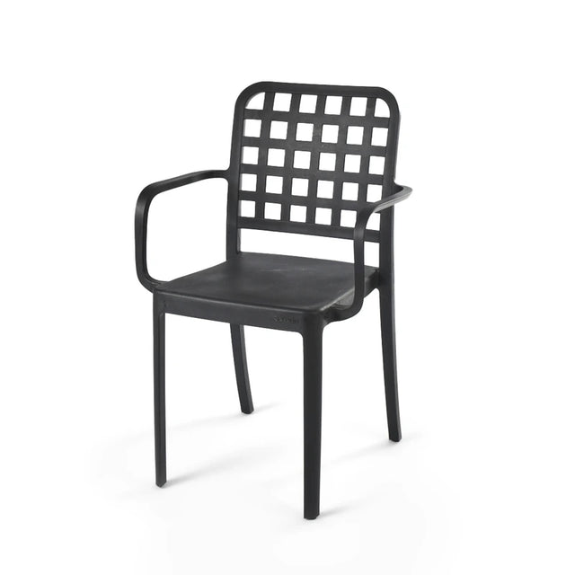 Black Flexi-Square Armchair for Outdoor Furniture – Comfortable plastic chair designed for garden and patio seating