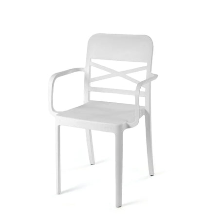 White Flexi-X Armchair for Outdoor Furniture – Practical and stylish plastic chair designed for outdoor seating