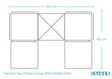 Traverse Two Chaise lounge With Middle Table - Dimensions
