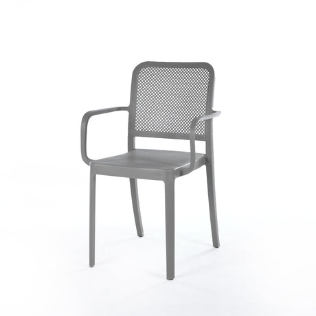 Dark beige Flexi-Dot Armchair for Outdoor Furniture – Modern plastic chair with armrests for outdoor relaxation