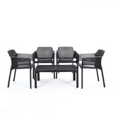 Black Dot Set 1 (4 Dot Chairs + 1 Dot Coffee Table) for Outdoor Furniture – Practical and modern outdoor set for patios and gardens