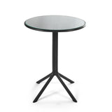 Dot Round Table 60 with Glass – Round dining table with glass top for outdoor use.
