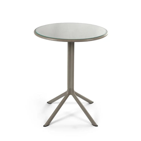 Dot Round Table 60 with Glass – Round dining table with glass top for outdoor use.