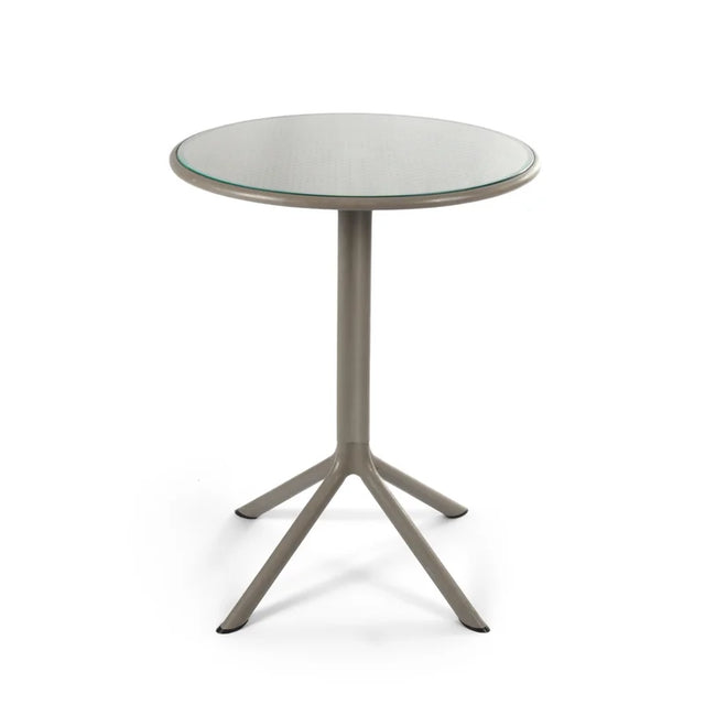 Dot Round Table 60 with Glass – Round dining table with glass top for outdoor use.