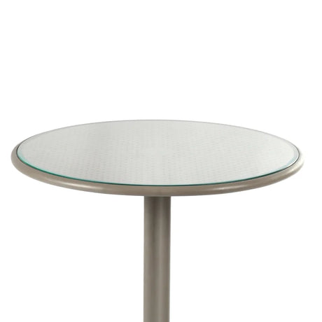 Dot Round Table 60 with Glass – Round dining table with glass top for outdoor use.