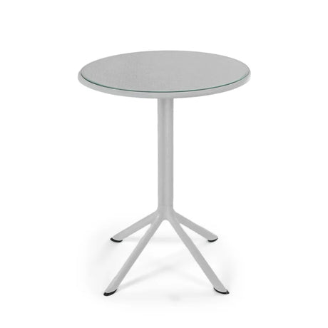 Dot Round Table 60 with Glass – Round dining table with glass top for outdoor use.