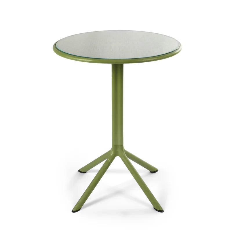 Dot Round Table 60 with Glass – Round dining table with glass top for outdoor use.