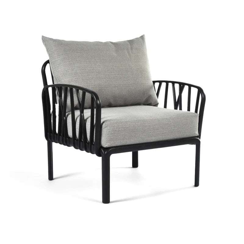 light grey cushions, Black Furniture Traverse Chair – Stylish & durable outdoor seating