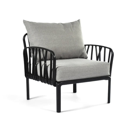 light grey cushions, Black Furniture Traverse Chair – Stylish & durable outdoor seating