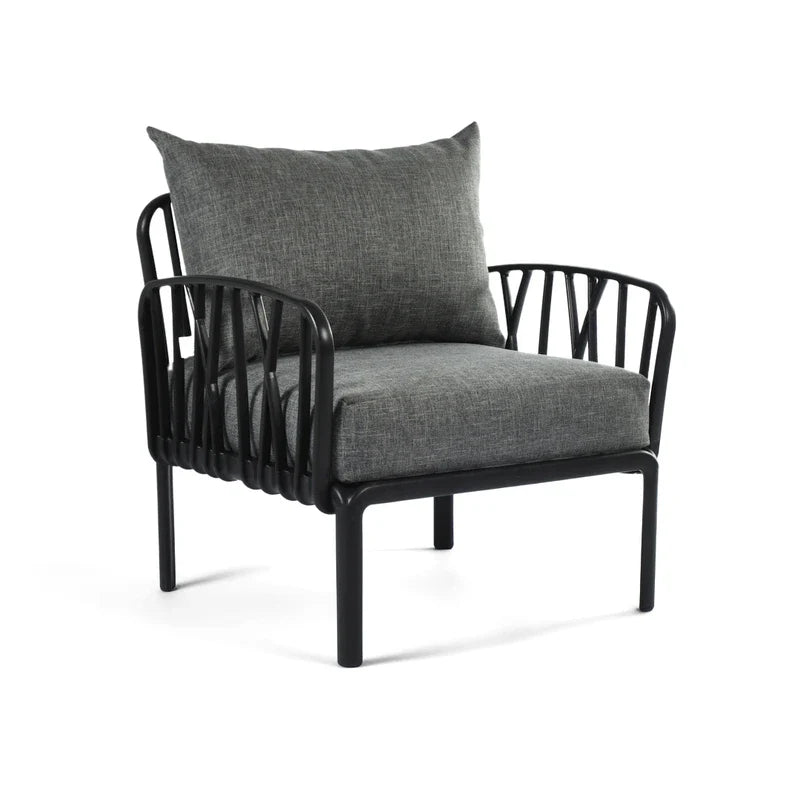 dark grey cushions, Black Furniture Traverse Chair – Stylish & durable outdoor seating