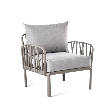 light grey cushions, dark beige Furniture Traverse Chair – Stylish & durable outdoor seating