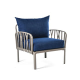 Blue cushions, Dark beige Furniture Traverse Chair – Stylish & durable outdoor seating