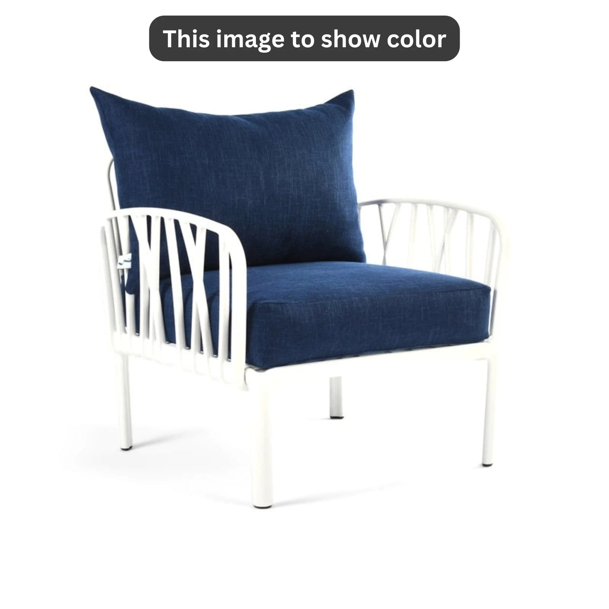 Blue Cushions, White Furniture Traverse Chair – Stylish & durable outdoor seating