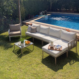 Traverse Set (4 Seaters Sofa With Pouf, Table and Arm Chair) for Outdoor Furniture – Luxurious outdoor set featuring a 4-seater sofa, pouf, table, and armchair for your outdoor area.