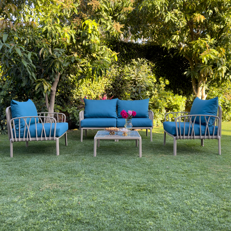 Traverse Set (Two Seaters Sofa + Two Arm Chairs + Table) for Outdoor Furniture – Perfect outdoor set with a two-seater sofa, armchairs, and a table for your garden or patio.